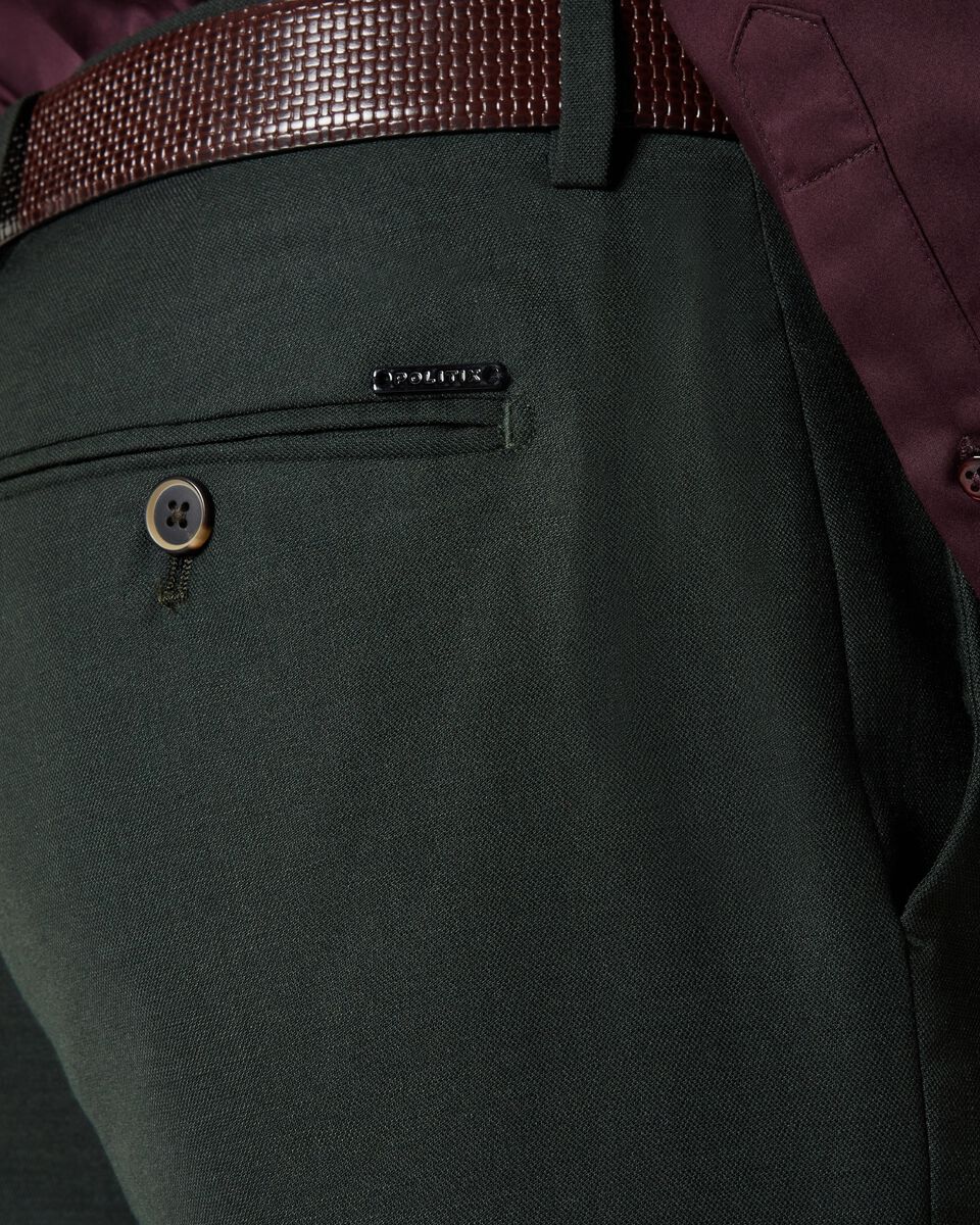 Dark Green Slim Stretch Marle Tailored Pant